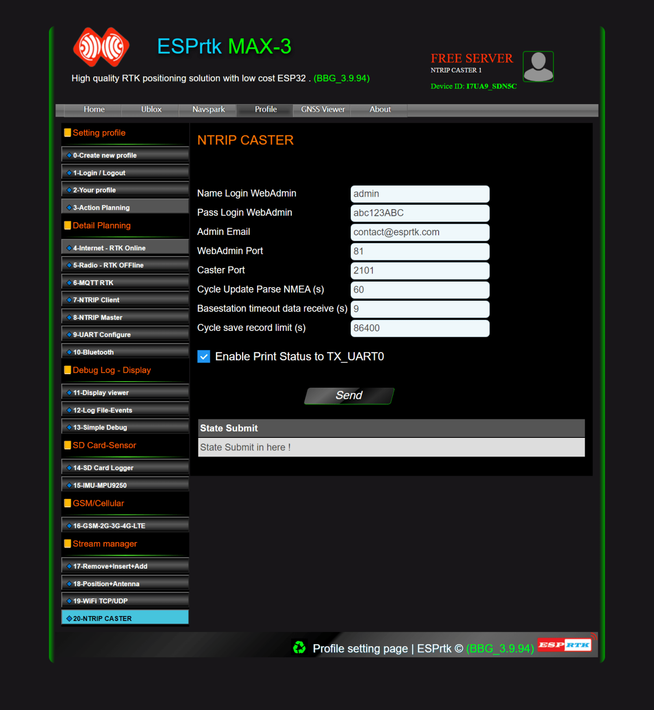 FULL Size -  ESPRTK NTRIP CASTER SEVER ESP32 F9P PX1122R UBLOX SKYTRAQ NAVSPARK TRIMBLE TOPCON HEMISPHERE