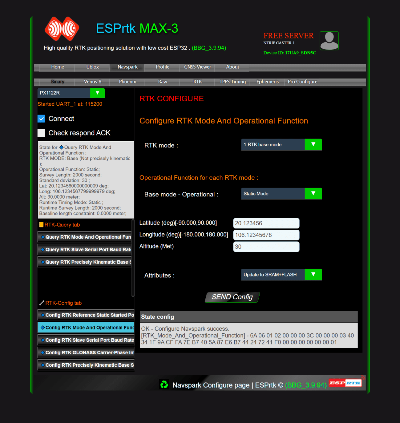 FULL Size -  ESPRTK NTRIP CASTER SEVER ESP32 F9P PX1122R UBLOX SKYTRAQ NAVSPARK TRIMBLE TOPCON HEMISPHERE